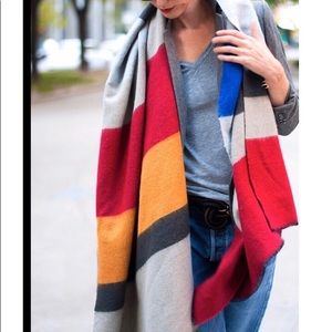 ZARA LARGE COLOR BLOCK  BLANKET SHAWL SCARF